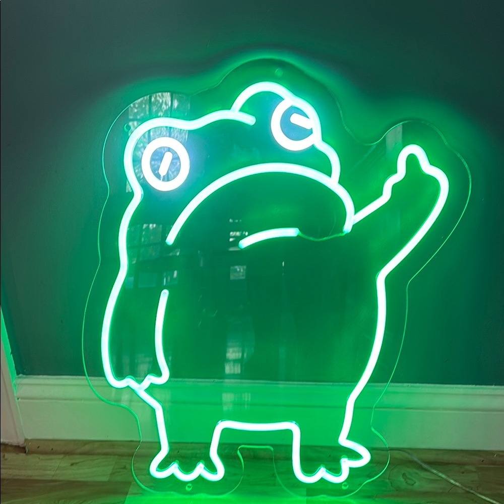 Super cute plexiglass neon FROG! Adorable wall decor